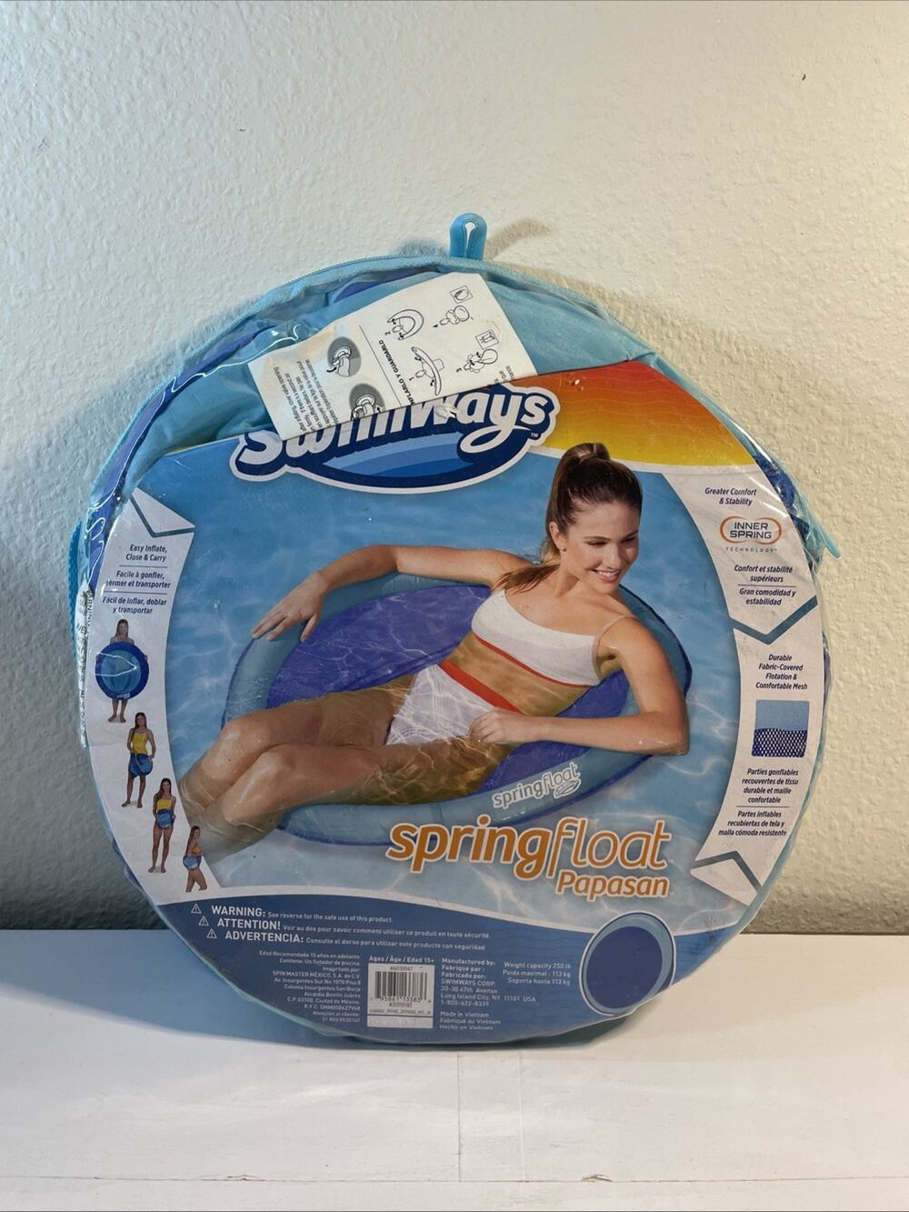 Swimways Pool Lounge Chair Spring Float Papasan Unfold & float away NEW
